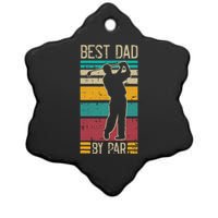 Best Dad By Par Golf Player Retro Golfing Sports Golfer Ceramic Star Ornament