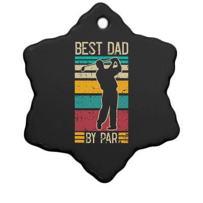 Best Dad By Par Golf Player Retro Golfing Sports Golfer Ceramic Star Ornament