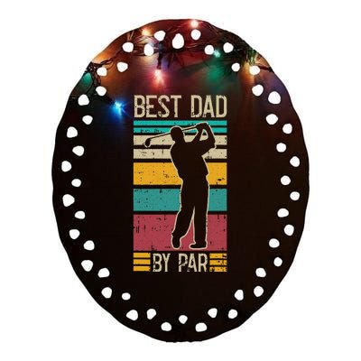 Best Dad By Par Golf Player Retro Golfing Sports Golfer Ceramic Oval Ornament