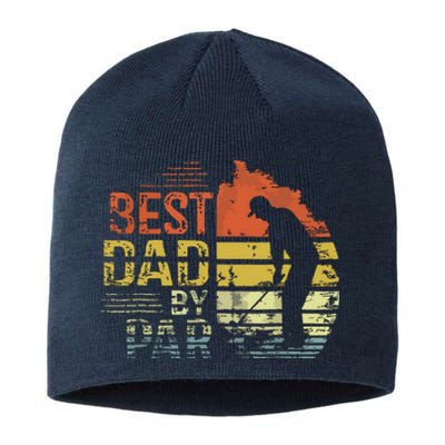 Best Dad By Par Retro Vintage Fathers Day Golf Lover Golfer Sustainable Beanie