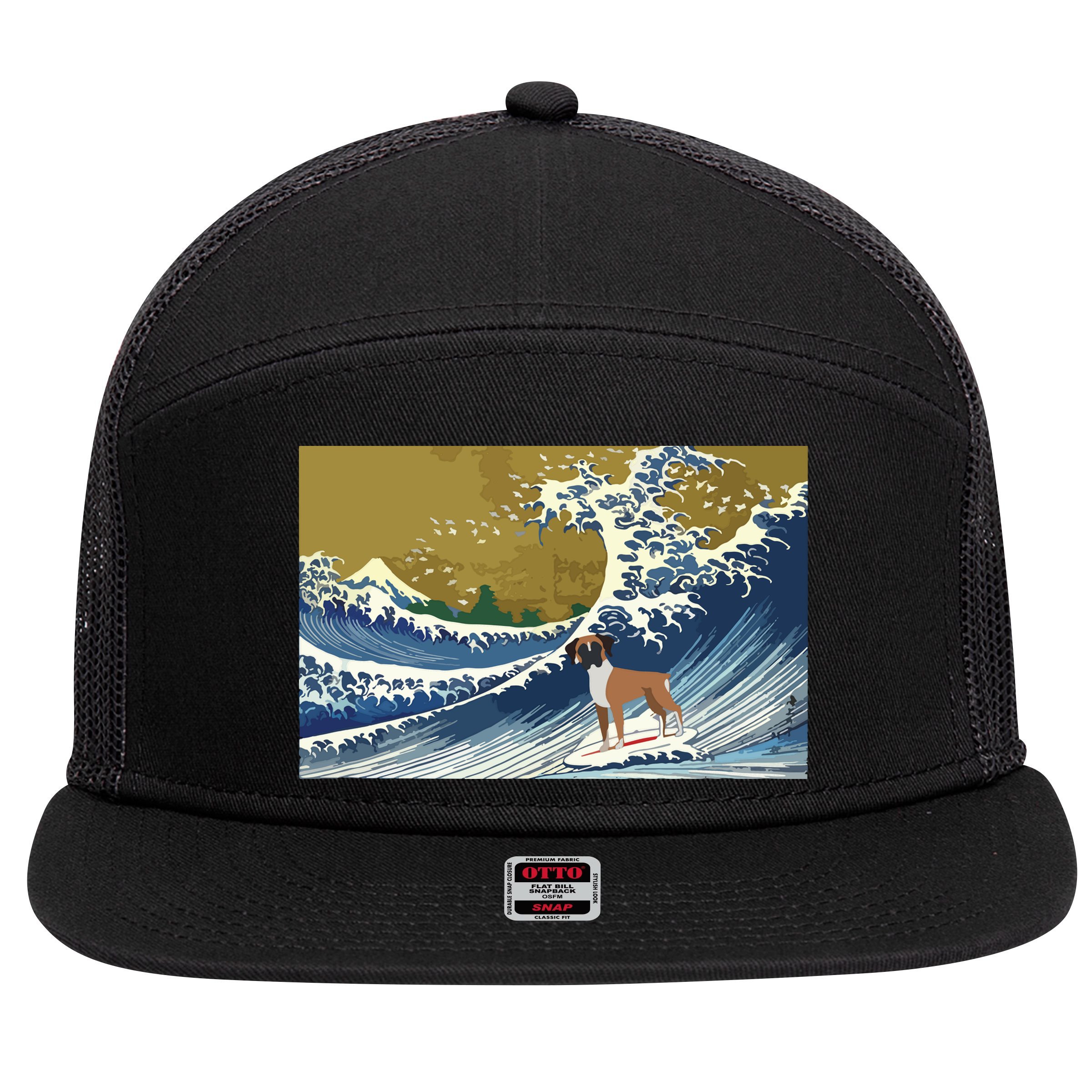 Boxer Dog 7 Panel Mesh Trucker Snapback Hat