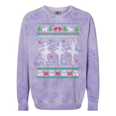 Ballet Dancer Ballerina Ugly Christmas Sweater Pointe Shoe Gift Colorblast Crewneck Sweatshirt