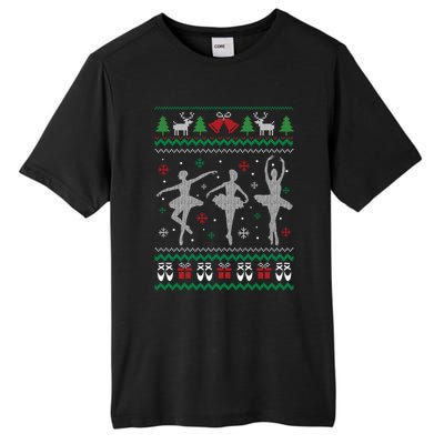 Ballet Dancer Ballerina Ugly Christmas Sweater Pointe Shoe Gift Tall Fusion ChromaSoft Performance T-Shirt