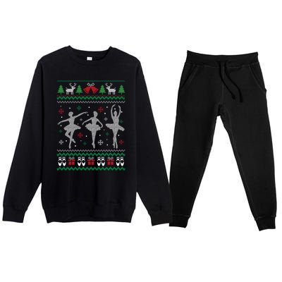 Ballet Dancer Ballerina Ugly Christmas Sweater Pointe Shoe Gift Premium Crewneck Sweatsuit Set