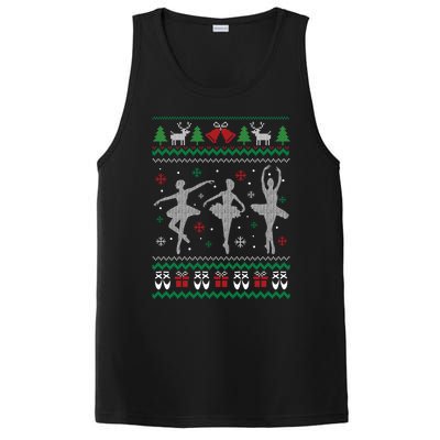 Ballet Dancer Ballerina Ugly Christmas Sweater Pointe Shoe Gift PosiCharge Competitor Tank