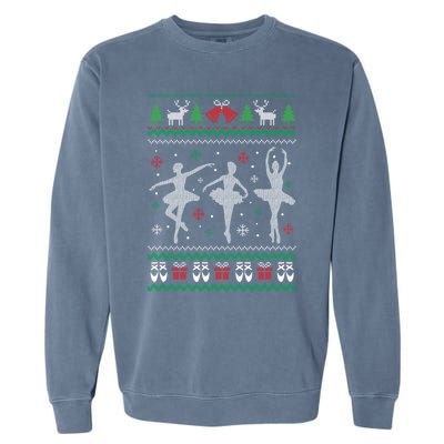 Ballet Dancer Ballerina Ugly Christmas Sweater Pointe Shoe Gift Garment-Dyed Sweatshirt