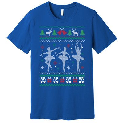 Ballet Dancer Ballerina Ugly Christmas Sweater Pointe Shoe Gift Premium T-Shirt