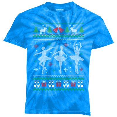 Ballet Dancer Ballerina Ugly Christmas Sweater Pointe Shoe Gift Kids Tie-Dye T-Shirt