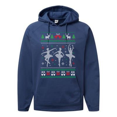 Ballet Dancer Ballerina Ugly Christmas Sweater Pointe Shoe Gift Performance Fleece Hoodie