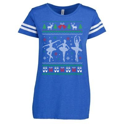 Ballet Dancer Ballerina Ugly Christmas Sweater Pointe Shoe Gift Enza Ladies Jersey Football T-Shirt