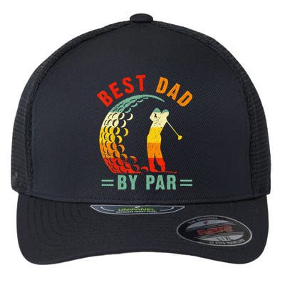 Best Dad By Par Funny Golf Daddy Fathers Day US Flag Gifts Flexfit Unipanel Trucker Cap