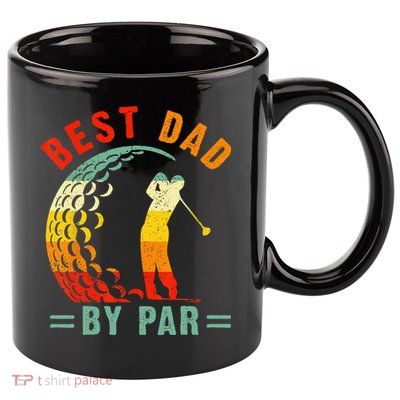 Best Dad By Par Funny Golf Daddy Fathers Day US Flag Gifts 11oz C Handle Ceramic Mug