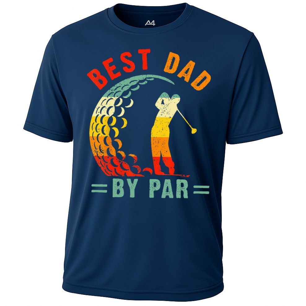 Best Dad By Par Funny Golf Daddy Fathers Day US Flag Gifts Cooling Performance Crew T-Shirt