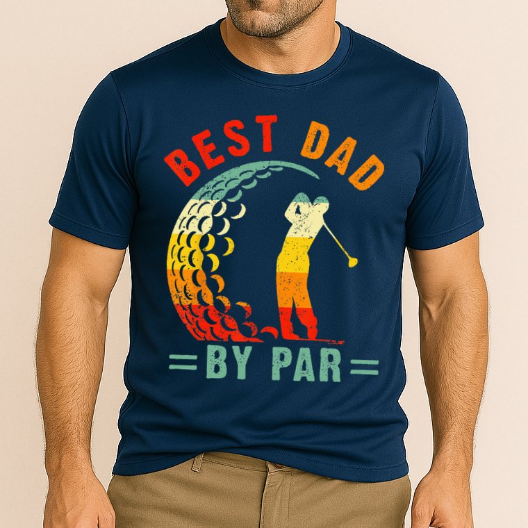 Best Dad By Par Funny Golf Daddy Fathers Day US Flag Gifts Cooling Performance Crew T-Shirt