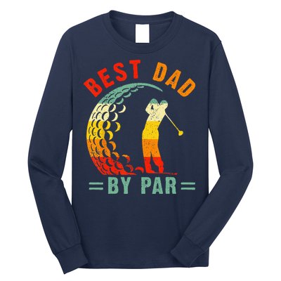 Best Dad By Par Funny Golf Daddy Fathers Day US Flag Gifts Long Sleeve Shirt