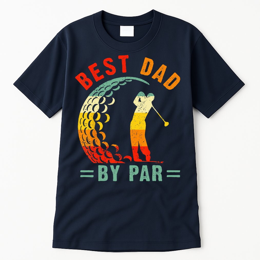 Best Dad By Par Funny Golf Daddy Fathers Day US Flag Gifts Tall T-Shirt