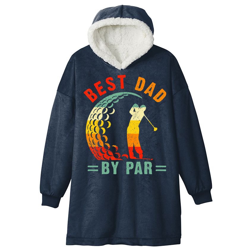 Best Dad By Par Funny Golf Daddy Fathers Day US Flag Gifts Hooded Wearable Blanket