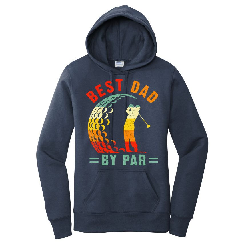 Best Dad By Par Funny Golf Daddy Fathers Day US Flag Gifts Women's Pullover Hoodie