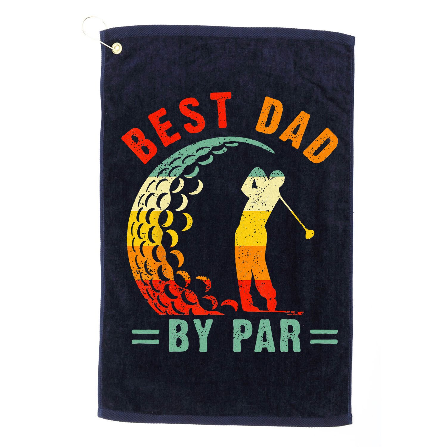 Best Dad By Par Funny Golf Daddy Fathers Day US Flag Gifts Golf Towel