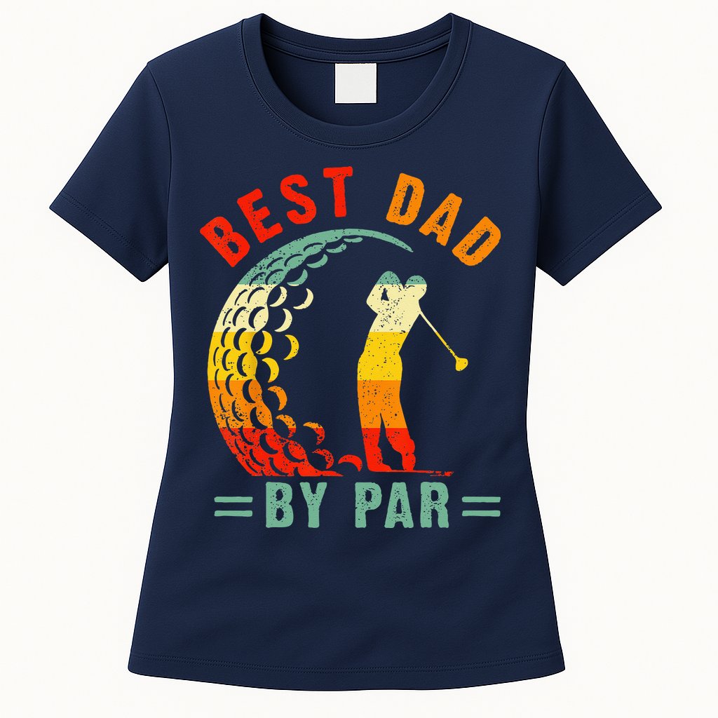 Best Dad By Par Funny Golf Daddy Fathers Day US Flag Gifts Womens T-Shirt