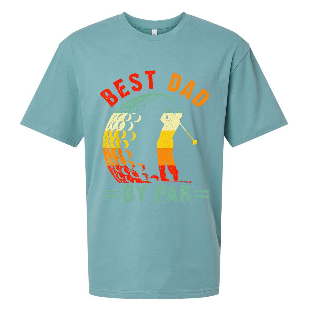 Best Dad By Par Funny Golf Daddy Fathers Day US Flag Gifts Sueded Cloud Jersey T-Shirt