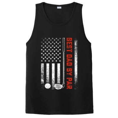 Best Dad By Par Funny Golf Daddy Fathers Day US Flag Gifts PosiCharge Competitor Tank