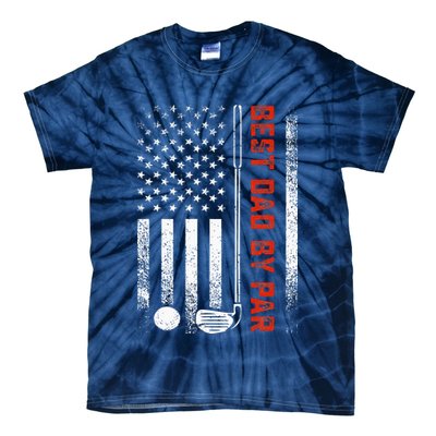 Best Dad By Par Funny Golf Daddy Fathers Day US Flag Gifts Tie-Dye T-Shirt