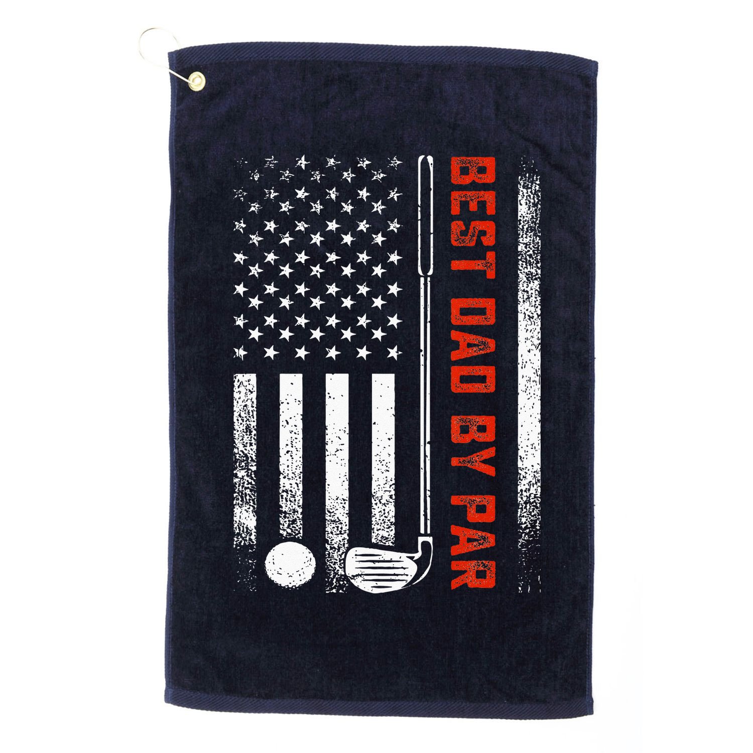 Best Dad By Par Funny Golf Daddy Fathers Day US Flag Gifts Golf Towel