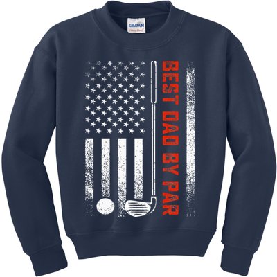 Best Dad By Par Funny Golf Daddy Fathers Day US Flag Gifts Kids Sweatshirt