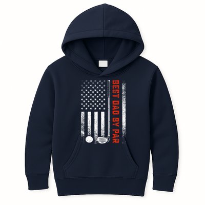 Best Dad By Par Funny Golf Daddy Fathers Day US Flag Gifts Kids Hoodie