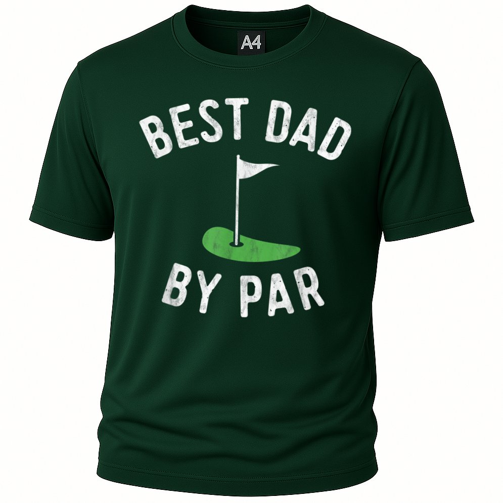 Best Dad By Par Funny Golf Fathers Day Gift Daddy Cooling Performance Crew T-Shirt