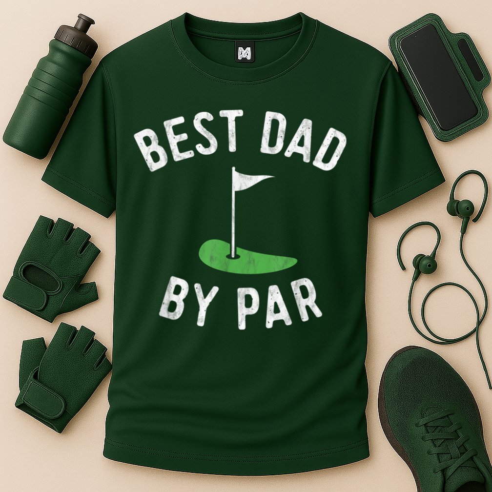 Best Dad By Par Funny Golf Fathers Day Gift Daddy Cooling Performance Crew T-Shirt