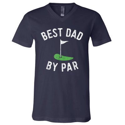 Best Dad By Par Funny Golf Fathers Day Gift Daddy V-Neck T-Shirt