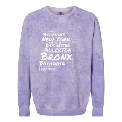 Boogie Down Bronx Neighborhoods Word Cloud Bronx New York Colorblast Crewneck Sweatshirt