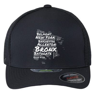 Boogie Down Bronx Neighborhoods Word Cloud Bronx New York Flexfit Unipanel Trucker Cap