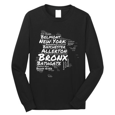 Boogie Down Bronx Neighborhoods Word Cloud Bronx New York Long Sleeve Shirt