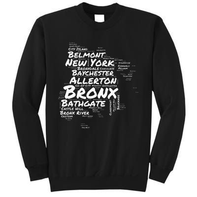 Boogie Down Bronx Neighborhoods Word Cloud Bronx New York Sweatshirt