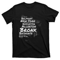 Boogie Down Bronx Neighborhoods Word Cloud Bronx New York T-Shirt