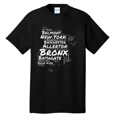 Boogie Down Bronx Neighborhoods Word Cloud Bronx New York Tall T-Shirt