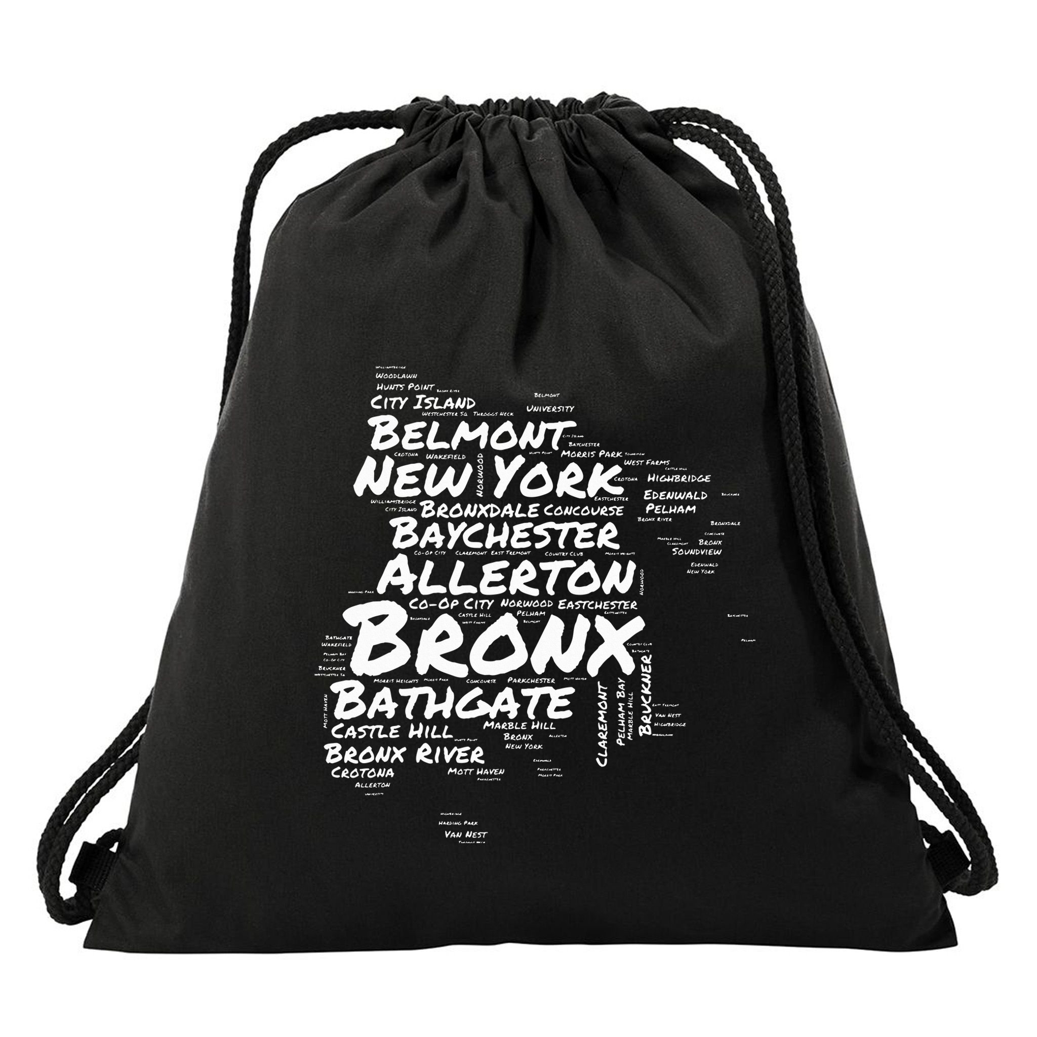 Boogie Down Bronx Neighborhoods Word Cloud Bronx New York Drawstring Bag
