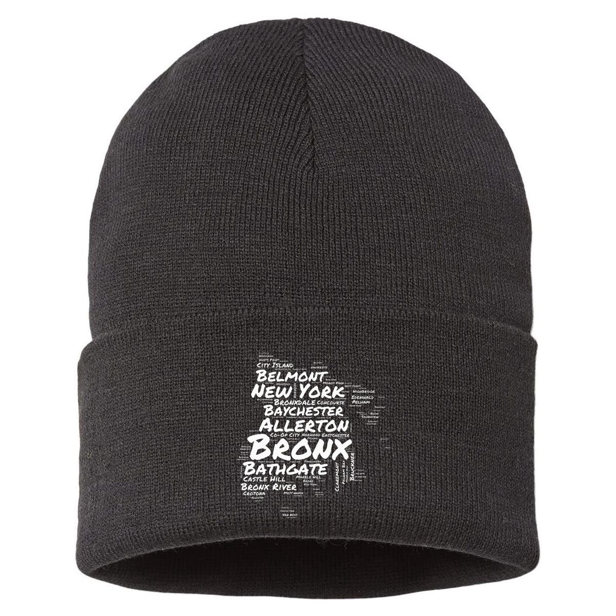 Boogie Down Bronx Neighborhoods Word Cloud Bronx New York Sustainable Knit Beanie