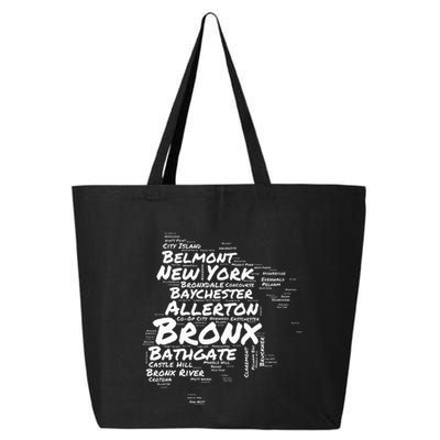 Boogie Down Bronx Neighborhoods Word Cloud Bronx New York 25L Jumbo Tote