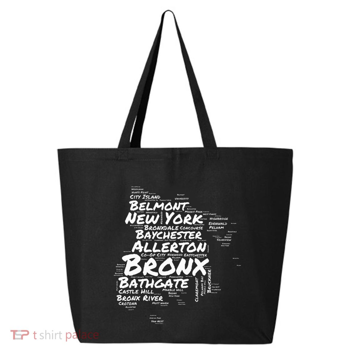 Boogie Down Bronx Neighborhoods Word Cloud Bronx New York 25L Jumbo Tote
