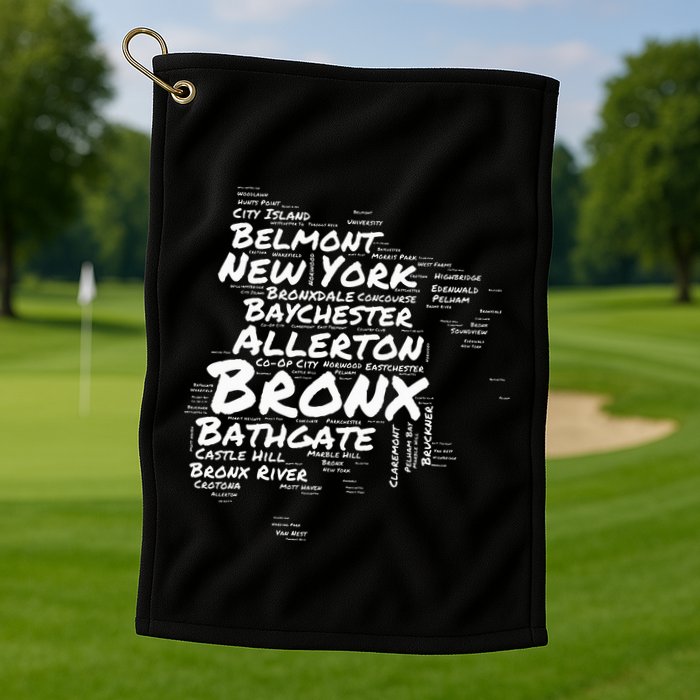 Boogie Down Bronx Neighborhoods Word Cloud Bronx New York Golf Towel