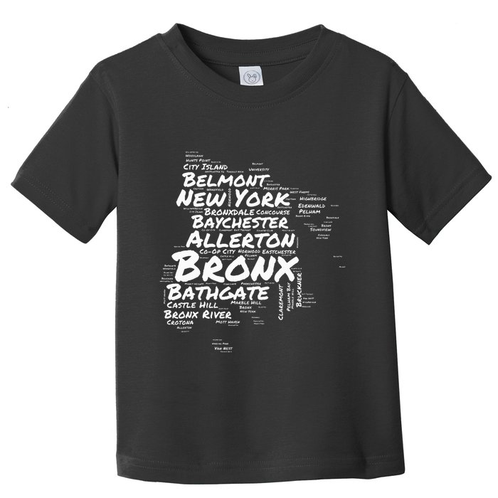 Boogie Down Bronx Neighborhoods Word Cloud Bronx New York Toddler T-Shirt
