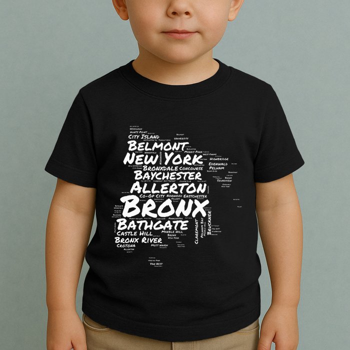 Boogie Down Bronx Neighborhoods Word Cloud Bronx New York Toddler T-Shirt