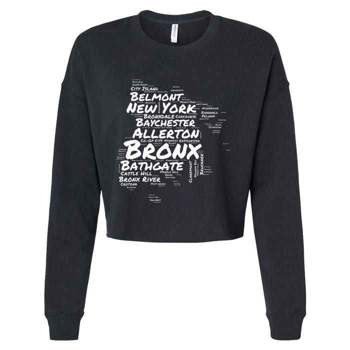 Boogie Down Bronx Neighborhoods Word Cloud Bronx New York Cropped Pullover Crew