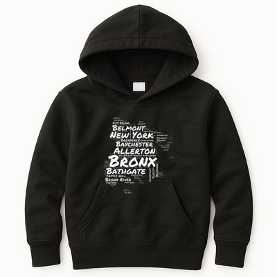 Boogie Down Bronx Neighborhoods Word Cloud Bronx New York Kids Hoodie