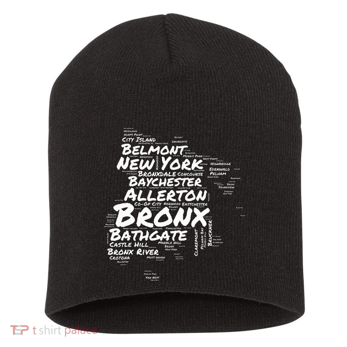 Boogie Down Bronx Neighborhoods Word Cloud Bronx New York Short Acrylic Beanie