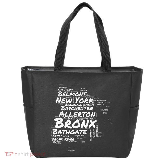 Boogie Down Bronx Neighborhoods Word Cloud Bronx New York Zip Tote Bag